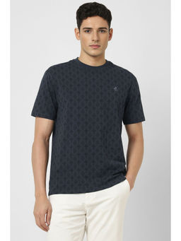 Peter England - Men Grey Print Crew Neck T-shirt