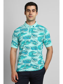 Simon Carter - Men Blue Printed Polo T-shirt