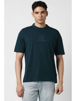 Van Heusen - Men Teal Solid Crew Neck T-shirt