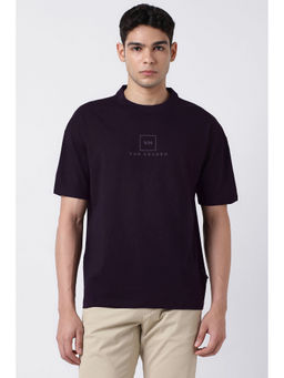 Van Heusen - Men Purple Solid Crew Neck T-shirt