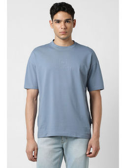 Van Heusen - Men Blue Solid Crew Neck T-shirt