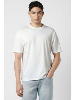 Van Heusen - Men White Solid Crew Neck T-shirt