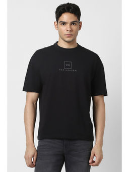 Van Heusen - Men Black Solid Crew Neck T-shirt