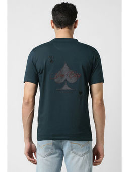 Van Heusen - Men Teal Embroidered Crew Neck T-shirt