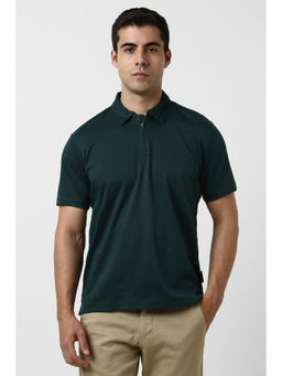 Van Heusen - Men Green Solid Polo Neck T-shirt