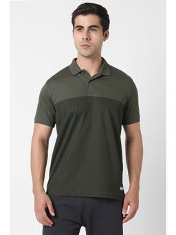 Van Heusen - Men Olive Polo Neck T-shirt