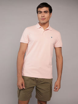 American Eagle - Men Pink Slim Fit Solid Polo T-shirt