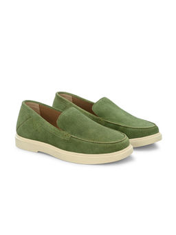 Delize - Men Green Suede Slip-On Loafers