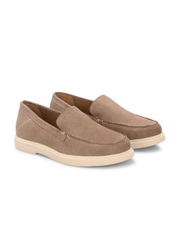 Delize - Men Beige Suede Slip-On Loafers