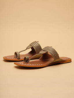 ERIDANI - Women Deeya Gold Braided Toe Ring Kolhapuri