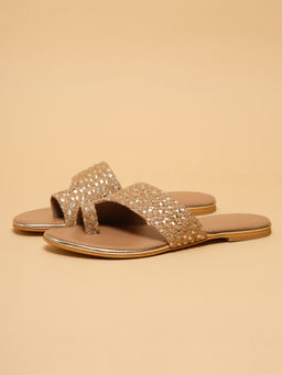 ERIDANI - Women Lirya Beige Braided Slip-On Flats with Woven Strap