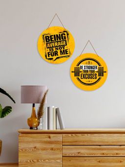 Art Vibes - Yellow Decorative Wooden Wall Hanging for Home