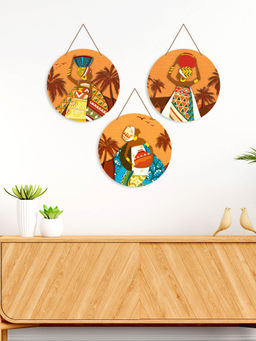 Art Vibes - Orange Wooden Wall Hanging for Home Decoration