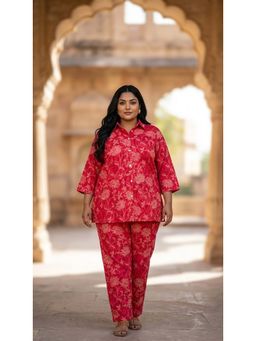 Swasti - Womens Plus Size Red Co-ord Set