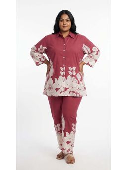 Swasti - Womens Plus Size Maroon Co-ord Set