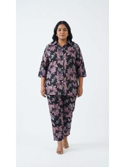 Swasti - Womens Poly Crepe Plus Size Blue Co-ord Set