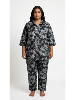 Swasti - Womens Poly Crepe Plus Size Black Co-ord Set