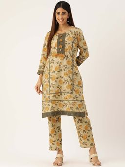 STUDIO MISRI - Women's Embroidered Yellow Kurta with Pant