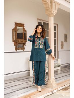 Nehamta - Women's Rayon Teal Co-ord Set