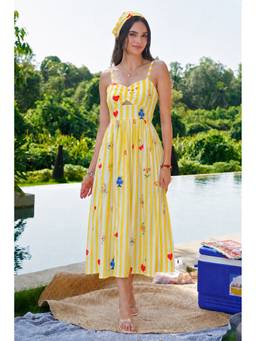 All Eyes On You - Yellow Royal Flush Midi Dress