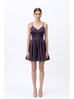 EMBLAZE - Dark Purple Strappy Flared Mini Dress