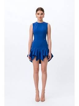 EMBLAZE - Electric Blue Frilled Mini Dress