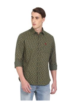 U.S. Polo Assn. Denim Co. - Men Olive Pure Cotton Floral Print Casual Shirt