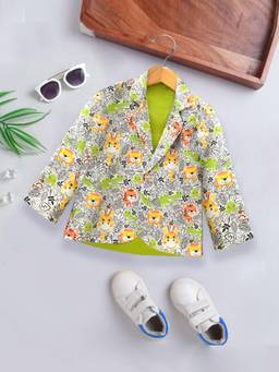 A.T.U.N. - Boys Printed Multi-Color Jungle Printed Party Blazer