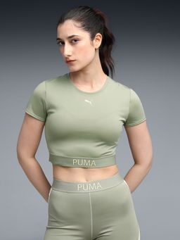 Puma - Strong Womens Green Crop Training T-shirt