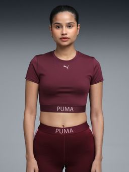 Puma - Strong Womens Maroon Crop Training T-shirt