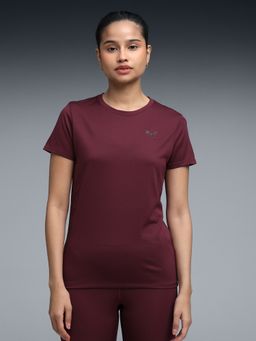 Puma - Womens Maroon Solid Performance T-shirt