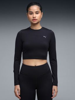 Puma - Shape Womens Black Solid Long Sleeves Crop T-shirt