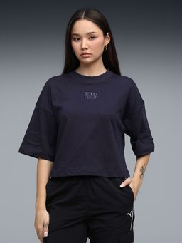 Puma - Womens Oversized Navy Blue Solid T-shirt