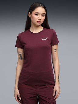 Puma - Womens Cotton Maroon Solid T-shirt