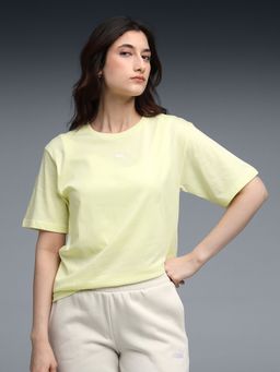 Puma - Womens Yellow Solid Relaxed Fit T-shirt