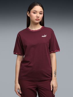 Puma - Womens Relaxed Fit Maroon Round Neck T-shirt