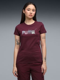 Puma - Womens Maroon Cotton T-shirt