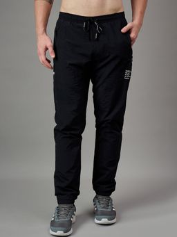 Dida - Men Regular Fit Black Pocket Drawstring Waist Trackpant