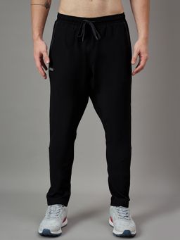 Dida - Men Regular Fit Black Drawstring Waist Trackpant