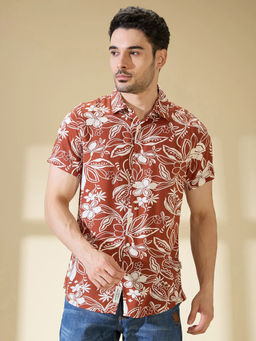 Being Human - Men Rust Casual Slim Shirt