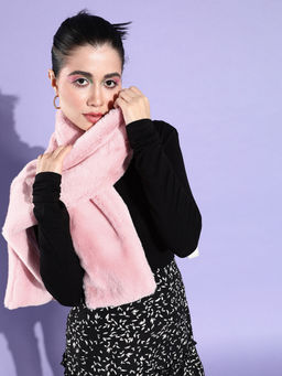 ANVI Be Yourself - Women Pink Fur Muffler