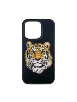 Treemoda - Embroidered Tiger Leather Case For Apple iPhone 14 Pro