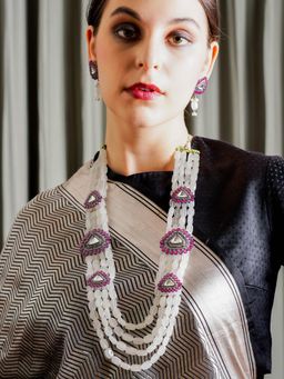 Odette - White Mixed Metal Detailing Jewellery Set