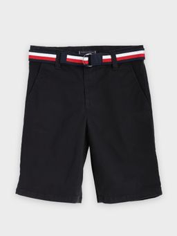Tommy Hilfiger - Boys Regular Fit Solid Mid Rise Shorts with Belt (Set of 2)