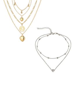 Jewels Galaxy - Jewellery For Women Gold and Silver-Plated Layered Necklace (Set of 2)