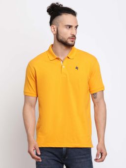 Cantabil - Men's Mustard Half Sleeves Collared T-shirt