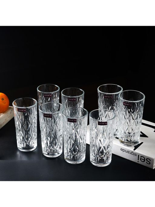 The Artment Elevated Etched Highball Set of 8 Glasses - 340 ml