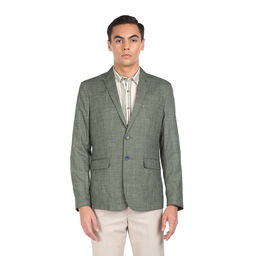 Arrow - Men Green Tailored Fit Patterned Weave Formal Blazer
