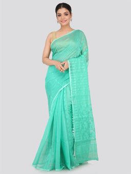 PinkLoom - Women's Soft Cotton Blend Jamdani Saree Without Blouse Piece