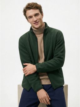 UNSTD - Men Olive Fleece Relax Fit Zipper Winterwear Jacket